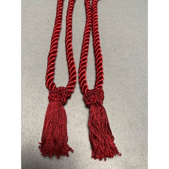 Set Of 4 Red Twisted Curtain Tie Backs with Tassels 12" Long Set of 2 - Picture 9 of 10